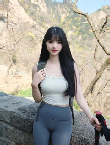 图片[9]-爱爬山的瑜伽裤MM，太甜美了！~-草莓街拍